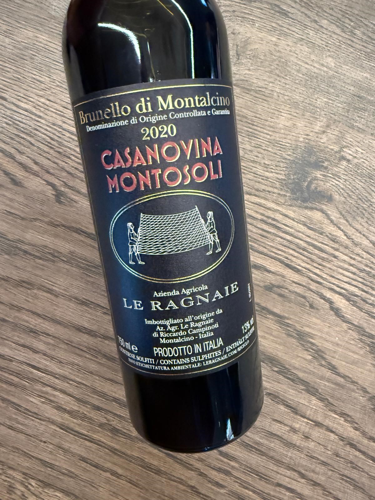 LE RAGNAIE BRUNELLO DI MONTALCINO CASANOVINA MONTOSOLI 2020 VOL 13.5